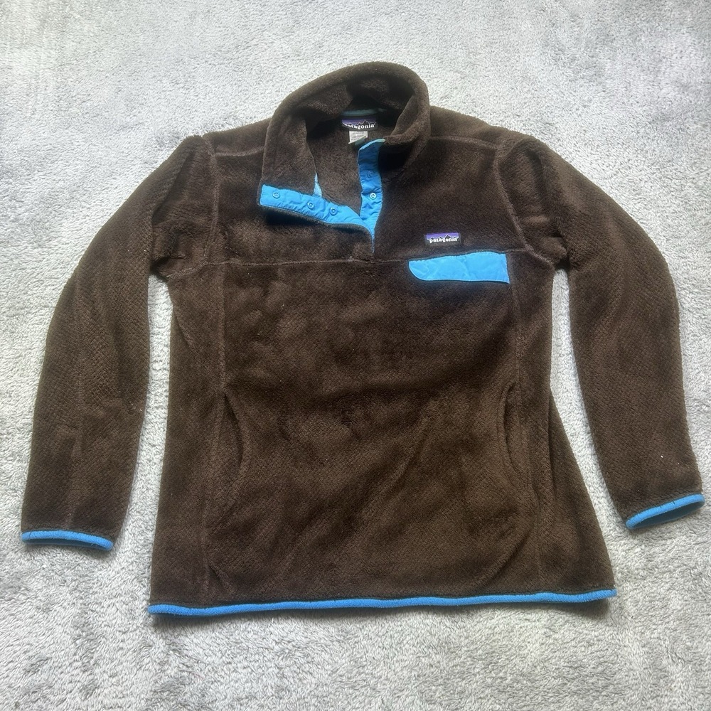 Patagonia Re-Tool Snap-T Pullover Women's L Brown Polartec Fleece Pocket Sweater